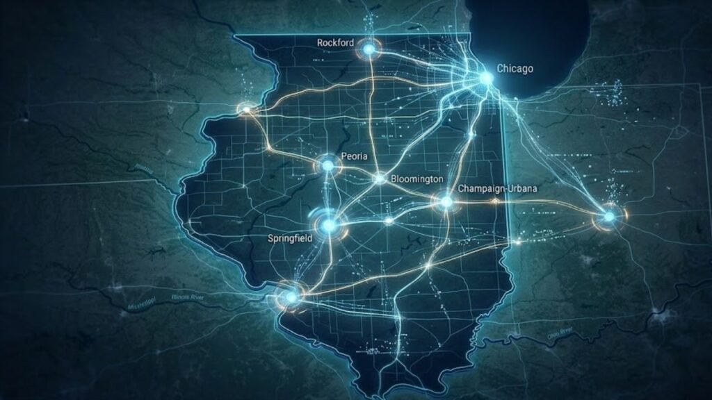 Connected Devices over Illinois Map